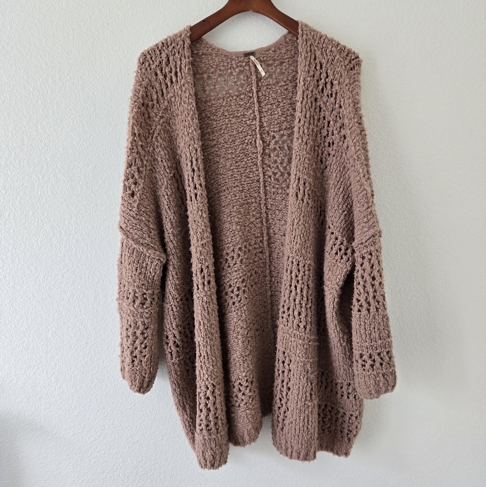 Free People BOHO Saturday Morning Cardigan Sweater Open Knit Oversized Cozy XS/S - Picture 4 of 16